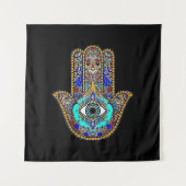 Hamsa Design Black Background Wandteppich (Vorderseite)