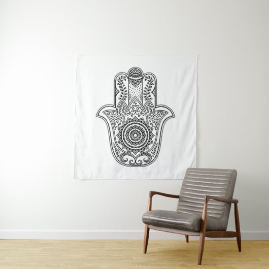 Hamsa Design White Background Wandteppich (Beispiel)