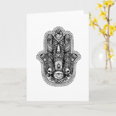 Hamsa Die Hand der Göttin Karte (Gelbe Blume)