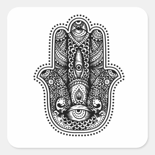 Hamsa Die Hand der Göttin Quadratischer Aufkleber (Vorderseite)