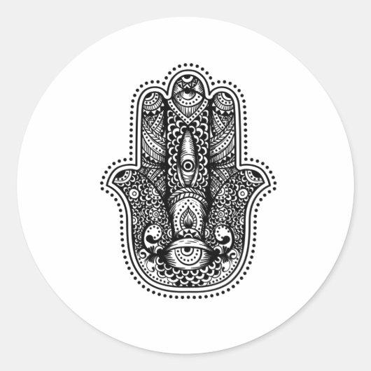 Hamsa Die Hand der Göttin Runder Aufkleber (Vorderseite)