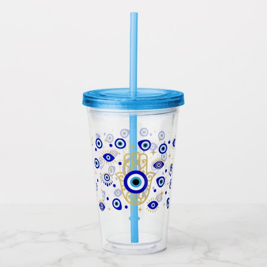 Hamsa Evil Eye Acryltrinkbecher (Vorderseite)