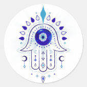 Hamsa Evil Eye Hand Runder Aufkleber (Vorderseite)