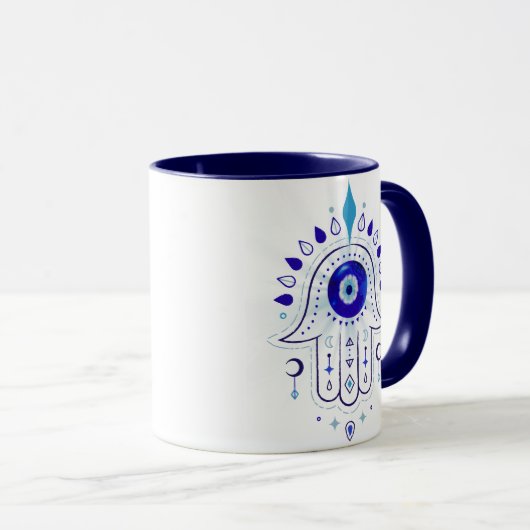 Hamsa Evil Eye Hand Tasse (VorderseiteRechts)