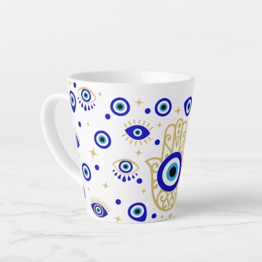 Hamsa Evil Eye Latte Tasse (Linke Ecke)