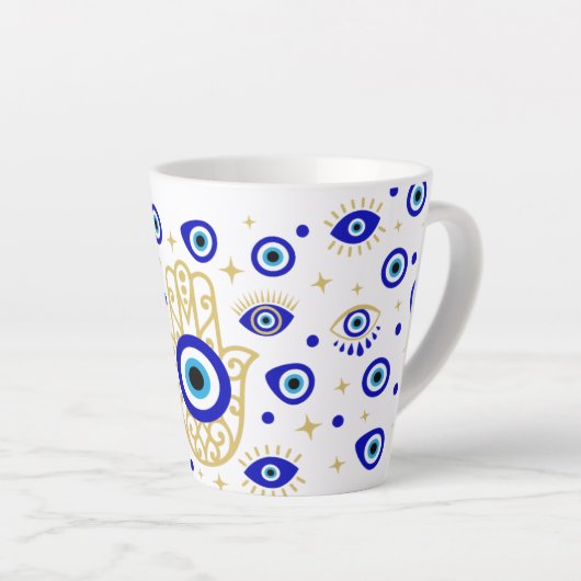 Hamsa Evil Eye Latte Tasse (Rechte Ecke)