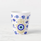 Hamsa Evil Eye Latte Tasse (Vorderseite)