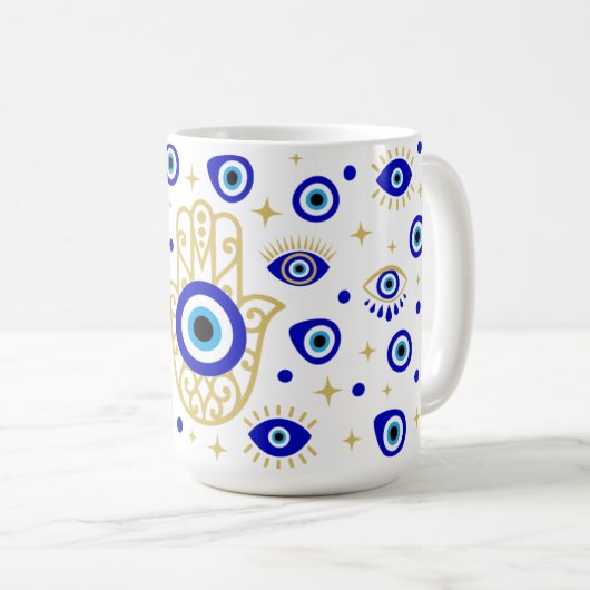 Hamsa Evil Eye Tasse (VorderseiteRechts)