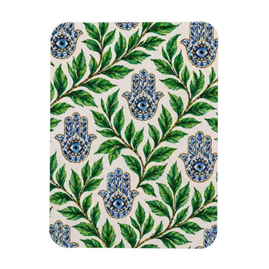 Hamsa Eye Botanisch Magnet (Vertikal)