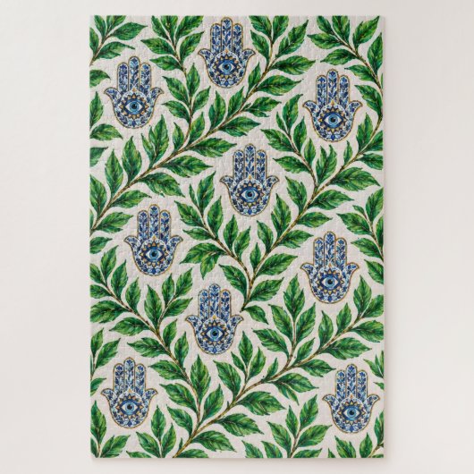 Hamsa Eye Botanisch Puzzle (Vertikal)