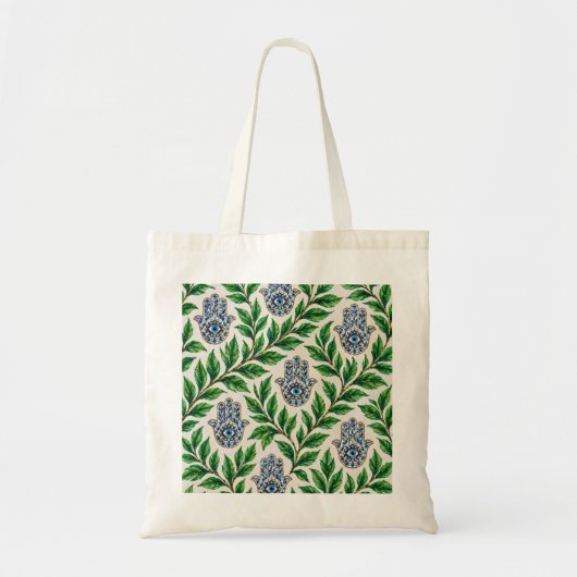 Hamsa Eye Botanisch Tragetasche (Vorne)