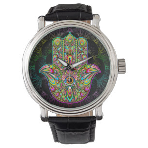Hamsa Fatma Hand Psychedelic Art Armbanduhr