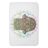 Hamsa Fatma Hand Psychedelic Art Badematte (Vorderseite Vertikal)