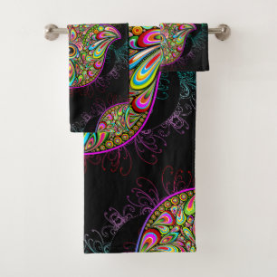 Hamsa Fatma Hand Psychedelic Art Badhandtuch Set