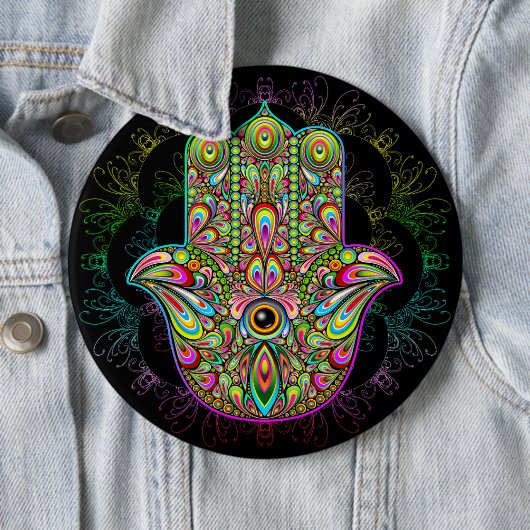 Hamsa Fatma Hand Psychedelic Art Button (Beispiel)