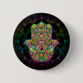 Hamsa Fatma Hand Psychedelic Art Button (Vorderseite)