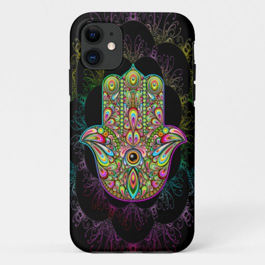 Hamsa Fatma Hand Psychedelic Art Case-Mate iPhone Hülle (Rückseite)