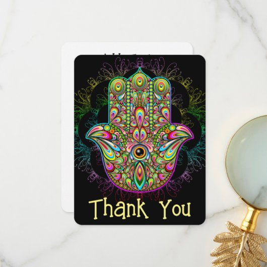 Hamsa Fatma Hand Psychedelic Art Dankeskarte (Vorderseite/Rückseite Beispiel)