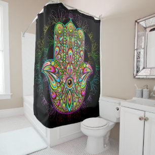 Hamsa Fatma Hand Psychedelic Art Duschvorhang