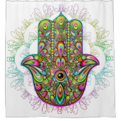 Hamsa Fatma Hand Psychedelic Art Duschvorhang (Vorderseite)
