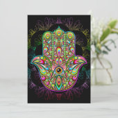 Hamsa Fatma Hand Psychedelic Art Einladung (Stehend Vorderseite)