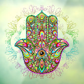 Hamsa Fatma Hand Psychedelic Art Fensteraufkleber (Blatt 3)