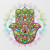 Hamsa Fatma Hand Psychedelic Art Fensteraufkleber (Blatt)