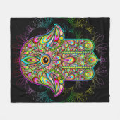 Hamsa Fatma Hand Psychedelic Art Fleecedecke (Vorderseite (Horizontal))