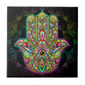 Hamsa Fatma Hand Psychedelic Art Fliese (Vorderseite)
