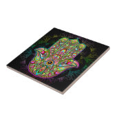 Hamsa Fatma Hand Psychedelic Art Fliese (Seite)