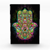 Hamsa Fatma Hand Psychedelic Art Fotoblock (Vorderseite)
