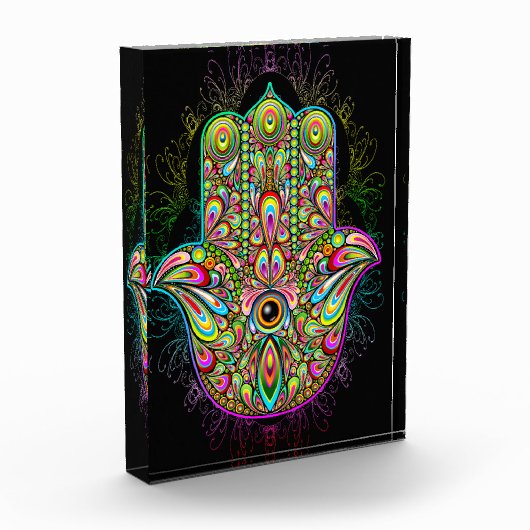 Hamsa Fatma Hand Psychedelic Art Fotoblock (Links)