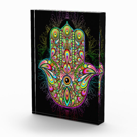 Hamsa Fatma Hand Psychedelic Art Fotoblock (Rechts)