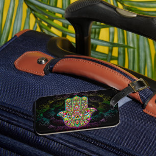 Hamsa Fatma Hand Psychedelic Art Gepäckanhänger