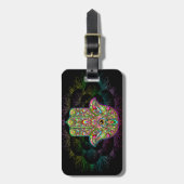 Hamsa Fatma Hand Psychedelic Art Gepäckanhänger (Vorderseite vertikal)