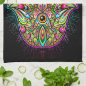 Hamsa Fatma Hand Psychedelic Art Geschirrtuch (Gefaltet)