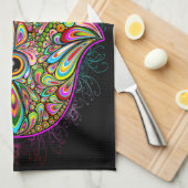 Hamsa Fatma Hand Psychedelic Art Geschirrtuch (Viertel Falte)