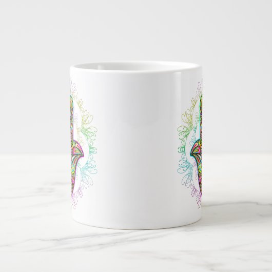 Hamsa Fatma Hand Psychedelic Art Jumbo-Tasse (Vorderseite)