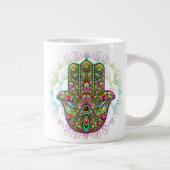 Hamsa Fatma Hand Psychedelic Art Jumbo-Tasse (Rechts)