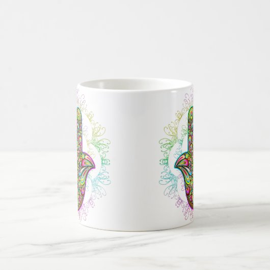 Hamsa Fatma Hand Psychedelic Art Kaffeetasse (Mittel)