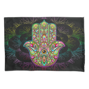 Hamsa Fatma Hand Psychedelic Art Kissenbezug