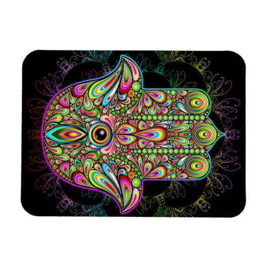 Hamsa Fatma Hand Psychedelic Art Magnet (Horizontal)