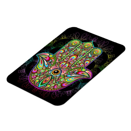 Hamsa Fatma Hand Psychedelic Art Magnet (Linke Seite)