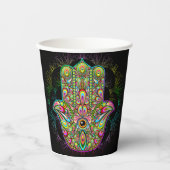 Hamsa Fatma Hand Psychedelic Art Pappbecher (Vorderseite)
