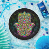 Hamsa Fatma Hand Psychedelic Art Pappteller (Party)
