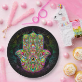 Hamsa Fatma Hand Psychedelic Art Pappteller (Party)