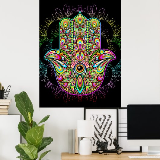 Hamsa Fatma Hand Psychedelic Art Poster (Heimbüro)