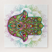 Hamsa Fatma Hand Psychedelic Art Puzzle (Horizontal)