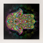 Hamsa Fatma Hand Psychedelic Art Puzzle (Horizontal)