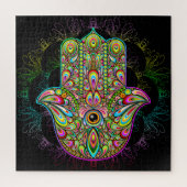 Hamsa Fatma Hand Psychedelic Art Puzzle (Vertikal)